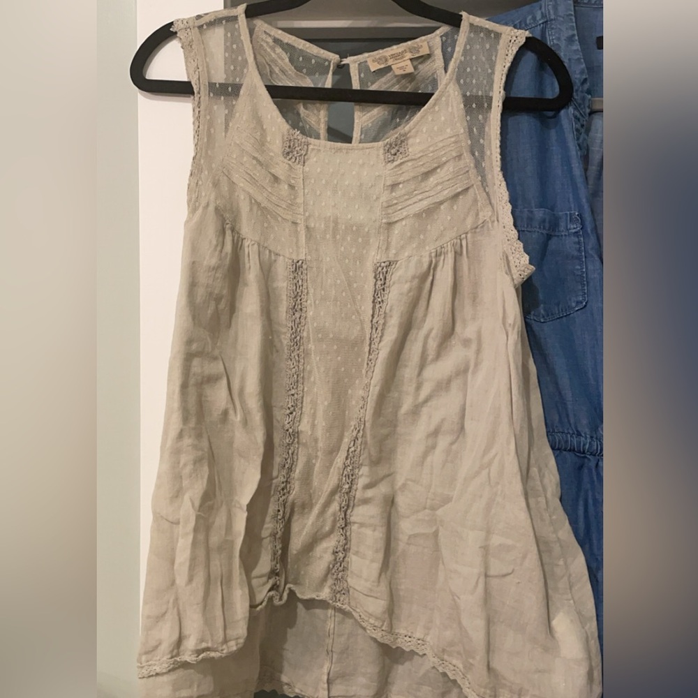 Vintage America lace detail flowy shirt